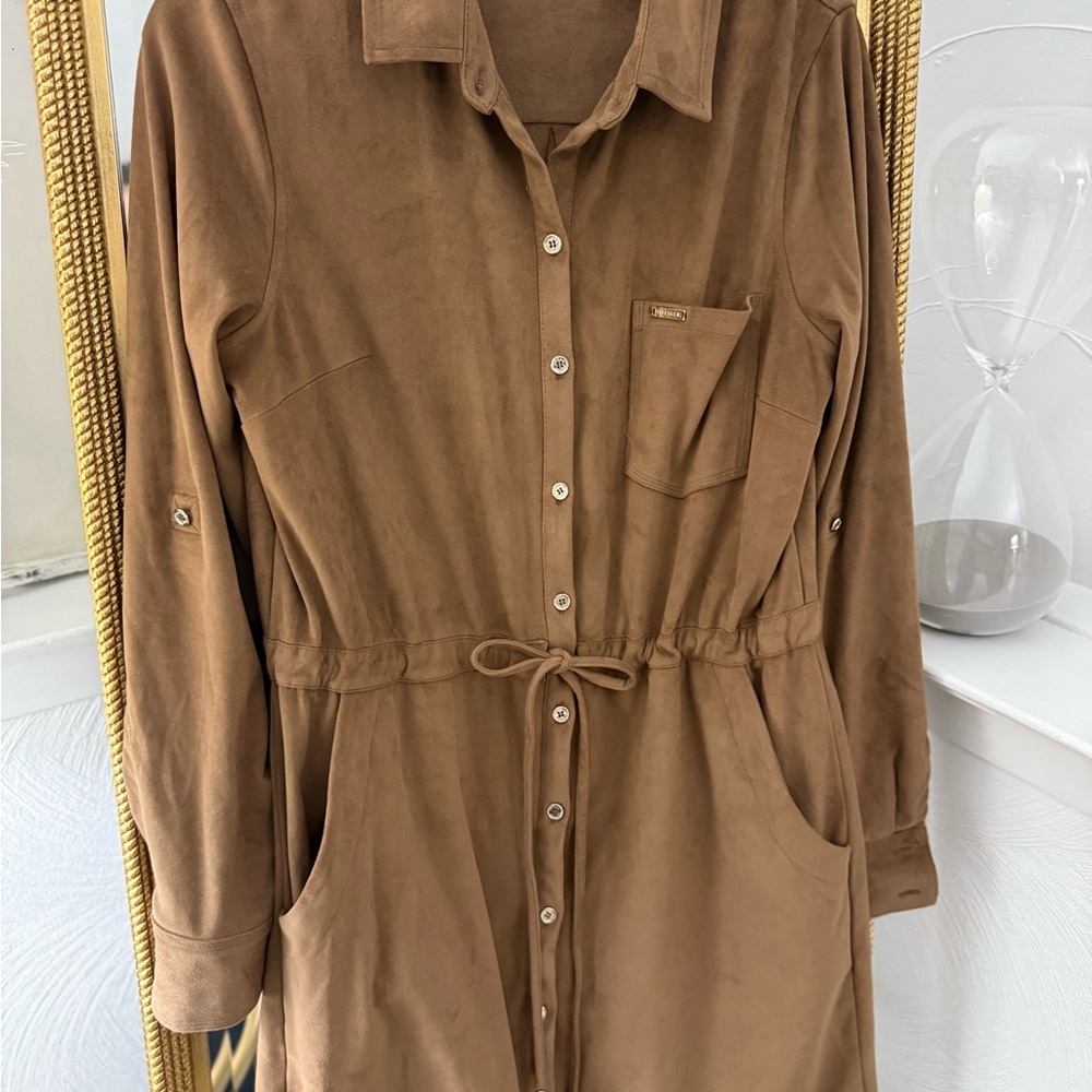 Tommy Hilfiger Tan faux Suede Shirtdress